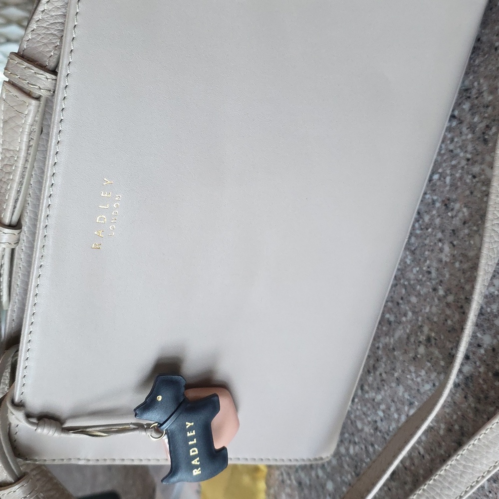 Radley London Taupe Crossbody Bag with Navy Charm